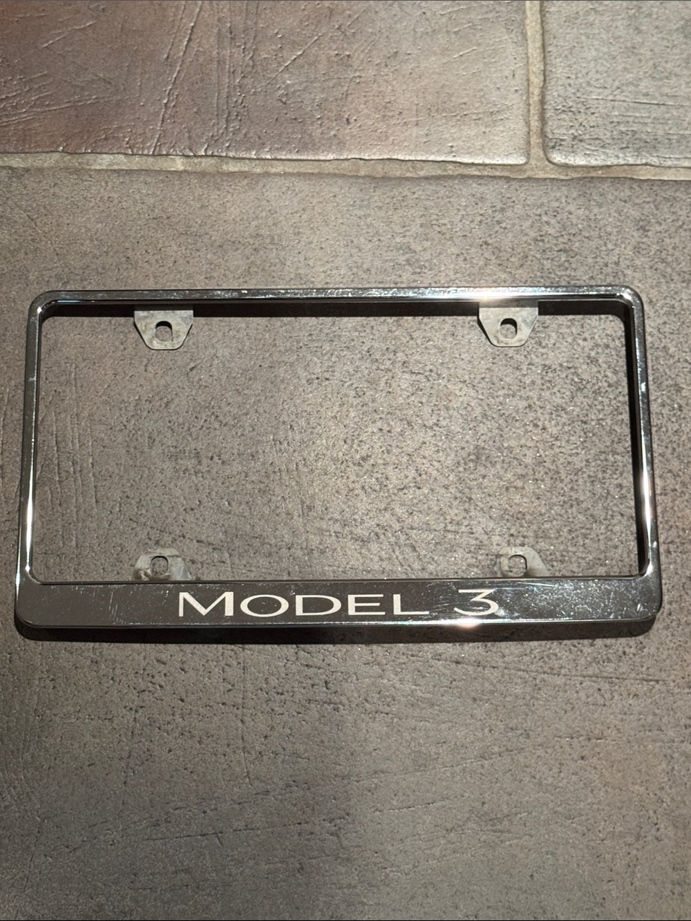 Tesla Model 3 Chrome License Plate Surround in Silver